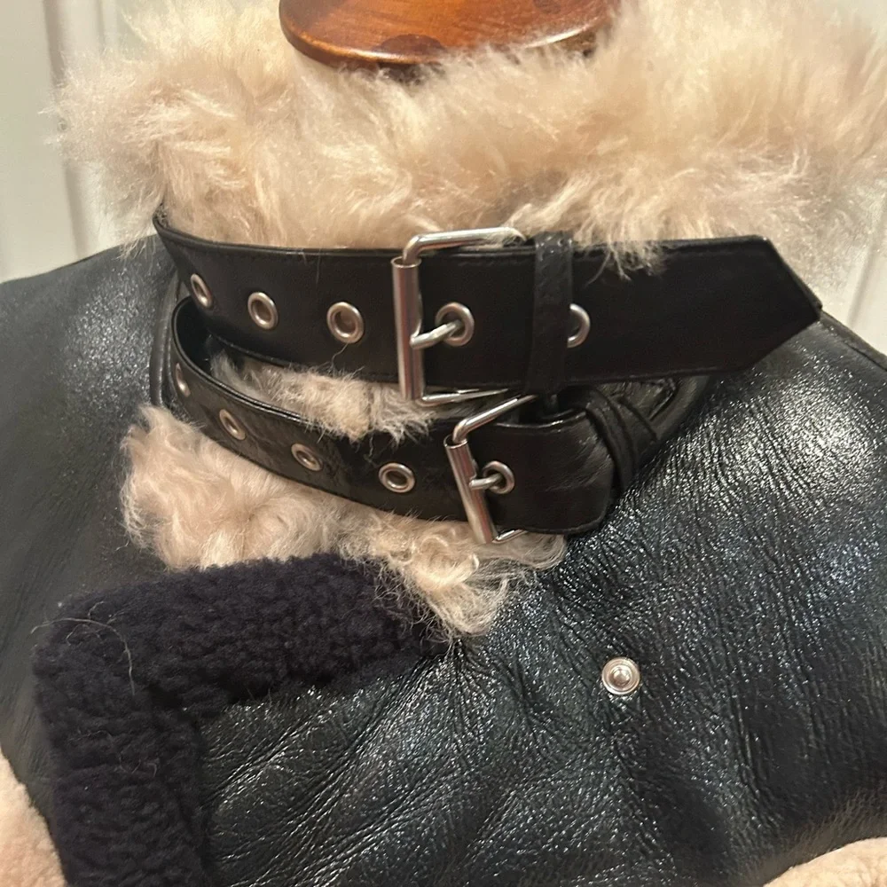 Helmut Lang Shearling Bomber Jacket. Sheep leather with fur trim - Picture 6 of 9